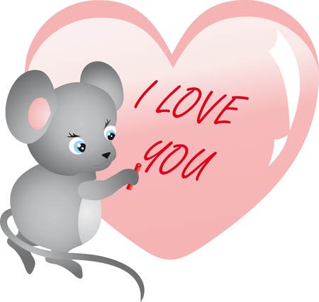 Mouse writing on heartのイラスト素材