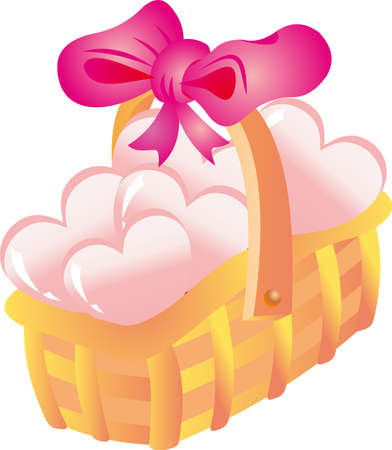 Basket with heartsのイラスト素材