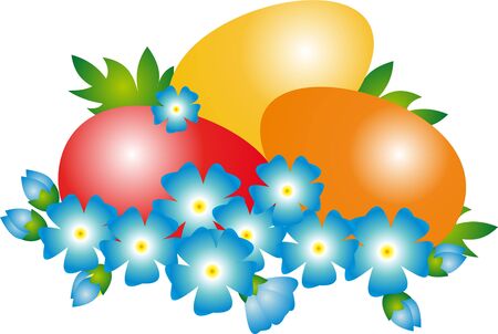 Eggs and Flowers. Easter Illustrationの写真素材