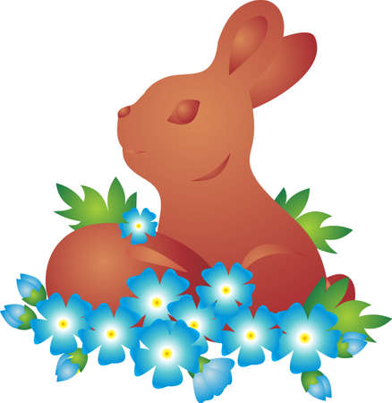 Choco Egg and Rabbit. Easter Illustrationの写真素材