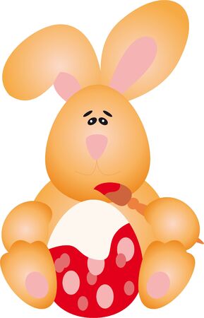 Egg and Rabbit. Easter Illustrationの写真素材