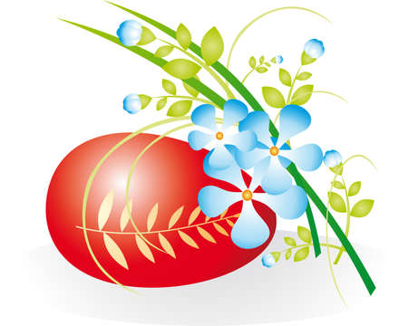 Egg and Flowers. Easter Illustrationの写真素材