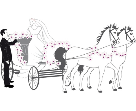 Chariot with newlywedsのイラスト素材