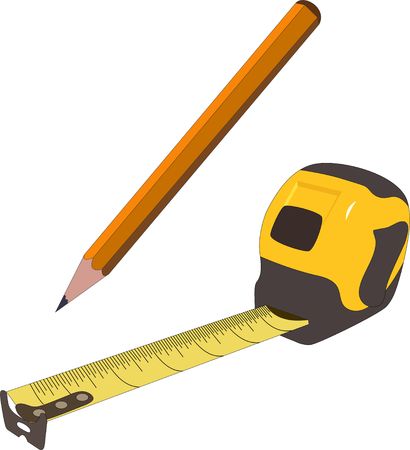Pencil and measuring tape illustration. Project design concept vectorのイラスト素材