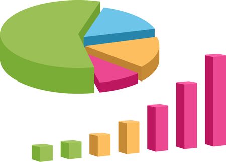 Business data market elements pie chart diagram and graph set isolated vector illustration.のイラスト素材
