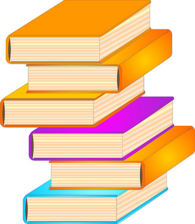 Stack of colored books. Education infographic template design with books pile.の写真素材