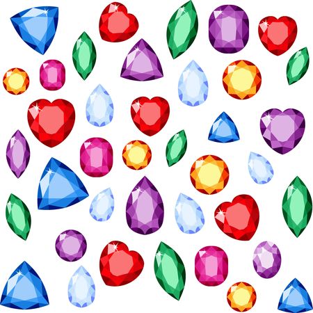Set of realistic jewels. Colorful gemstones. Vector gemstone Illustrationのイラスト素材