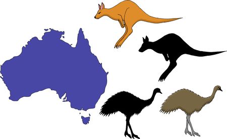 Australia cartoon travel map vector illustration.のイラスト素材