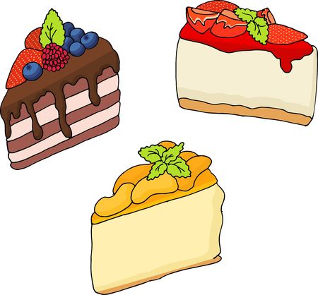 vector illustration of various cakes and pastriesのイラスト素材