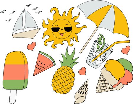 Vacation at sea. Vector illustrationのイラスト素材