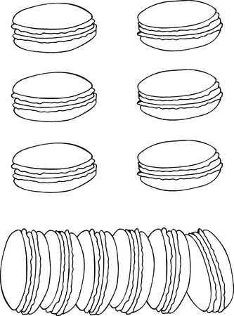 Macaroon cookies isolated on white background. Sweet and tasty vector template for cooking and restaurant menu.のイラスト素材