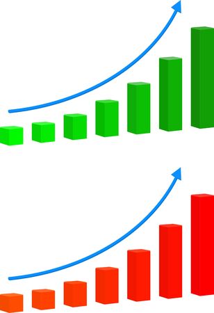 Growing graph Icon. raster on white backgroundの写真素材