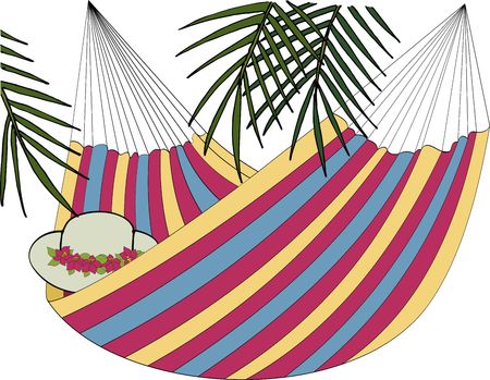 Hammock and palm illustration. Vocation concept. Raster Illustration.の写真素材