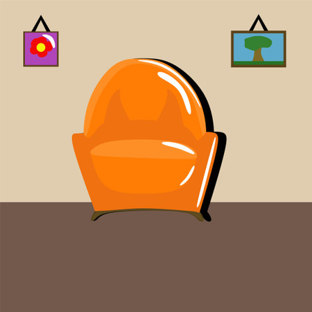 Cartoon armchair hand drawn illustration. Interior furniture.の写真素材