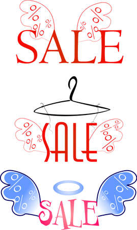 Icon sale with wings and a hangerのイラスト素材
