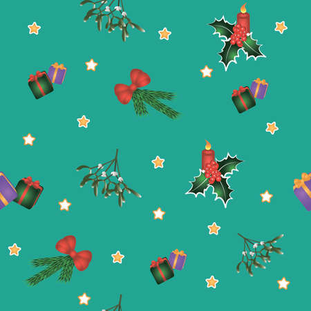 Christmas seamless pattern with green
