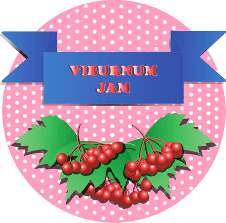 illustration of viburnum with pink backgroundのイラスト素材