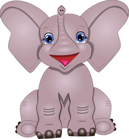 illustration of a purple cartoon elephantのイラスト素材