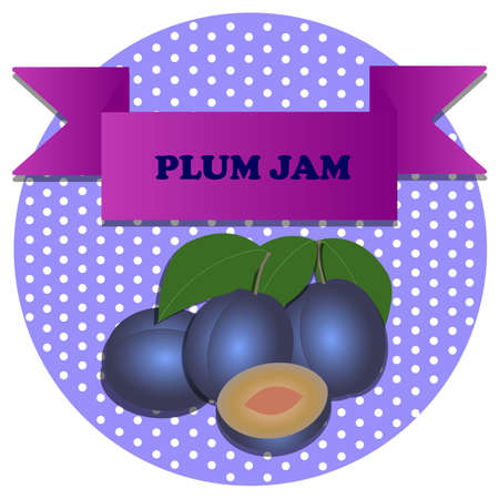illustration of plum with blue backgroundのイラスト素材