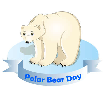 vector illustration of polar bear on an ice floe. International polar bear day.のイラスト素材