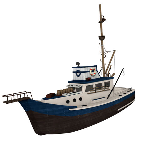3d illustration of a fishing boatの写真素材