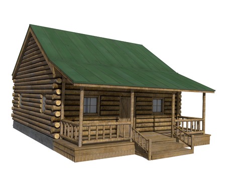 3d illustration of a log cabinの写真素材