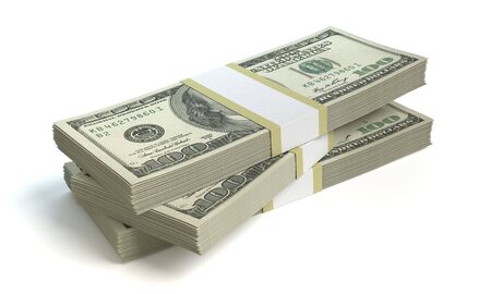 3d illustration of a stack of moneyの写真素材