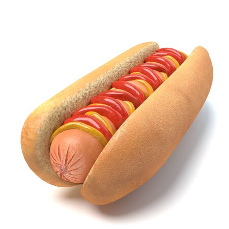 3d illustration of a hotdogの写真素材
