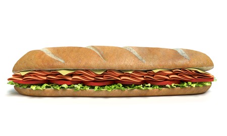 3d illustration of a sub sandwichの写真素材