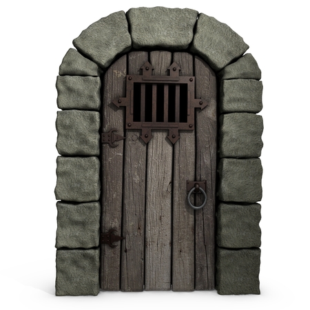 3d illustration of a castle doorの写真素材