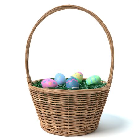 3d illustration of an Easter basketの写真素材