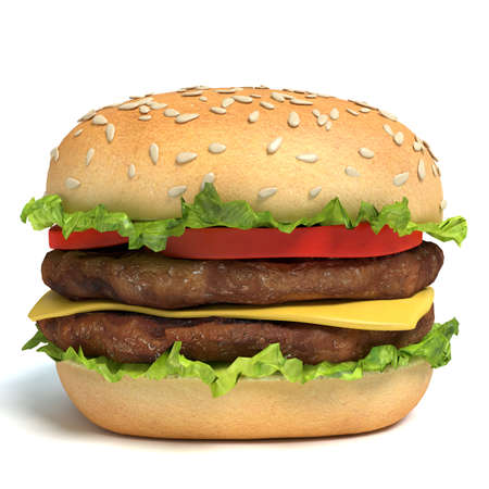 3d illustration of a hamburgerの写真素材