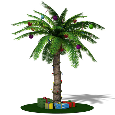 3d illustration of a Christmas palm treeの写真素材