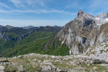 Picos de Europa (Peaks of Europe) a mountain range part of the Cantabrian Mountains in northern Spain.の写真素材