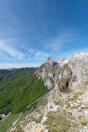 Picos de Europa (Peaks of Europe) a mountain range part of the Cantabrian Mountains in northern Spain.の写真素材