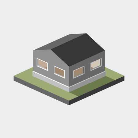 Simple 3d house on a sample of landのイラスト素材