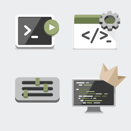Various icons, terminal, coding, tune, computerのイラスト素材