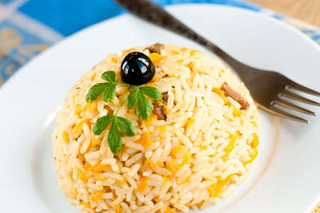 Traditional pilaf (rice with meat)の写真素材