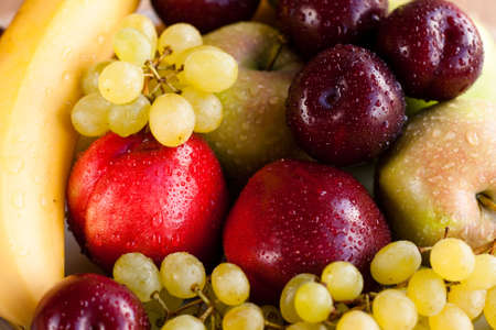 Dish of various fruitの写真素材