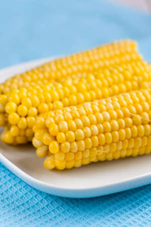 Cooked corn cobsの写真素材