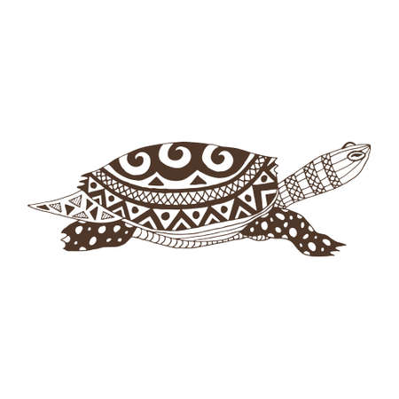 Decorative turtle isolated on white background. Beautiful ornament.のイラスト素材