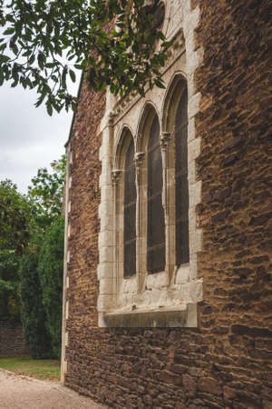 Fragment of old Church of Notre-Dame-en-Saint-Melaine located near Thabor Gardens in Rennes, Brittany, Franceのeditorial素材