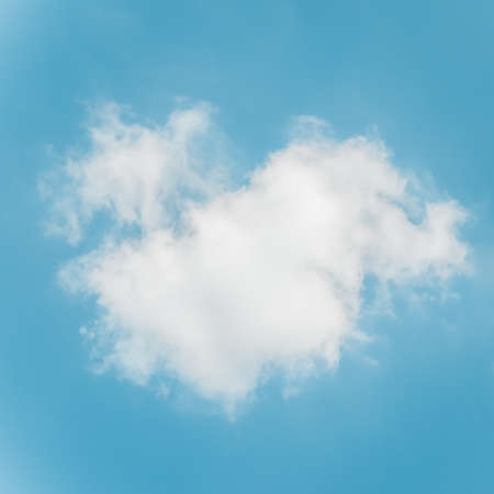 White fluffy cumulus cloud against light blue sky. Square format