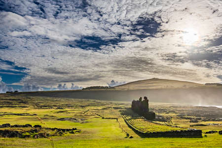 Ahu Tongariki, the most amazing Ahu platform on Easter Island.の写真素材