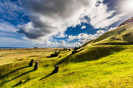 Scenery of Rano Raraku Volcanoの写真素材