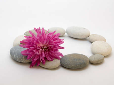 Ring from stones with a flowerの写真素材