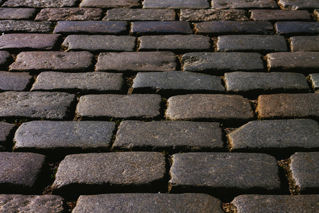 cobblestone, stone pavement texture in the cityの写真素材