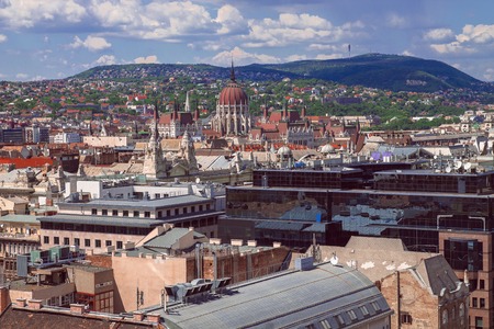 Beautiful view of the Parliament on the Danube in Budapest Hungary.の写真素材