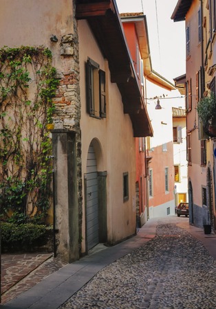 Beautiful architecture of the old city of Bergamo Italy.の写真素材