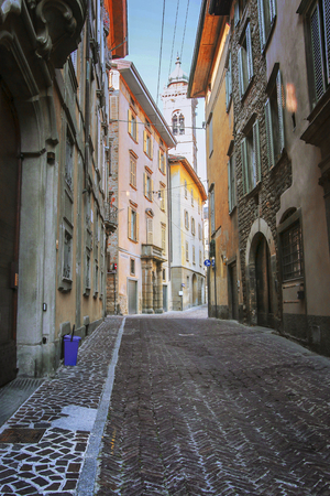Beautiful architecture of the old city of Bergamo Italy.の写真素材